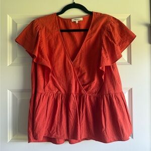 Madewell Crossover Peplum Top - Orange